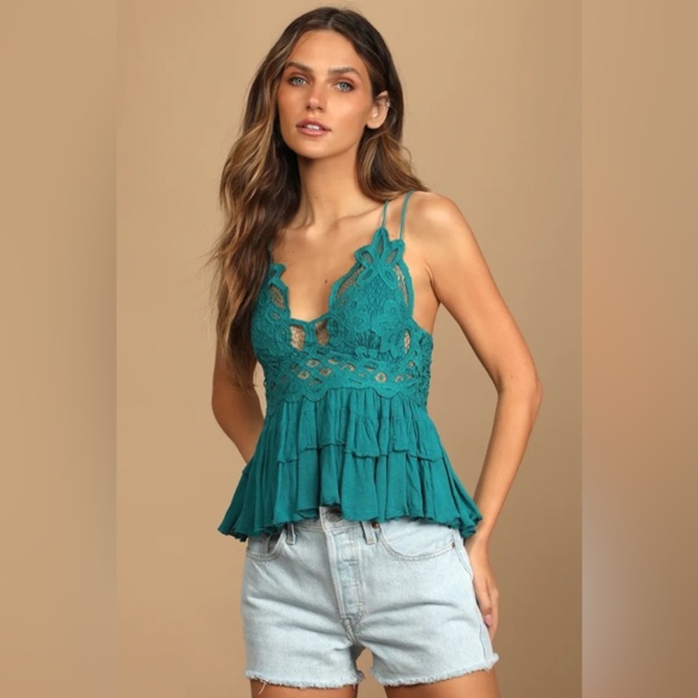 NWT Free People Adella cami in teal